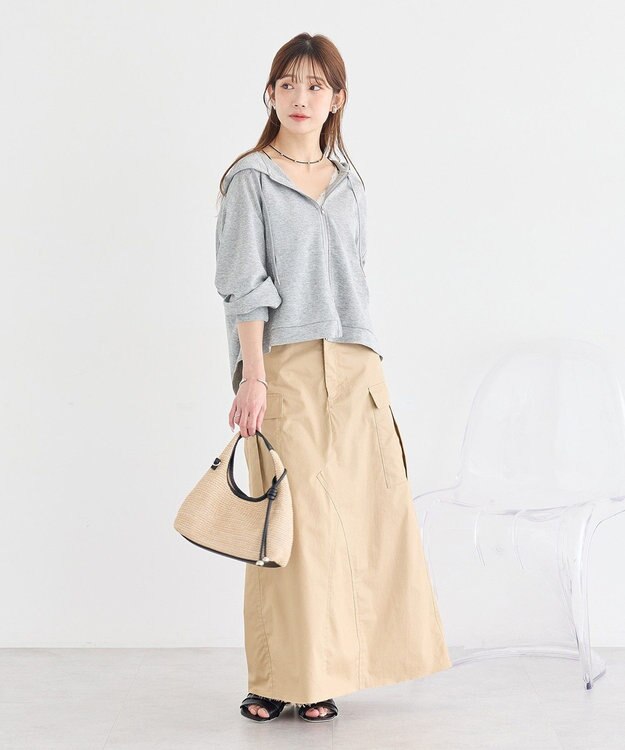 earth music&ecology ミリタリーリメイク風スカート Beige