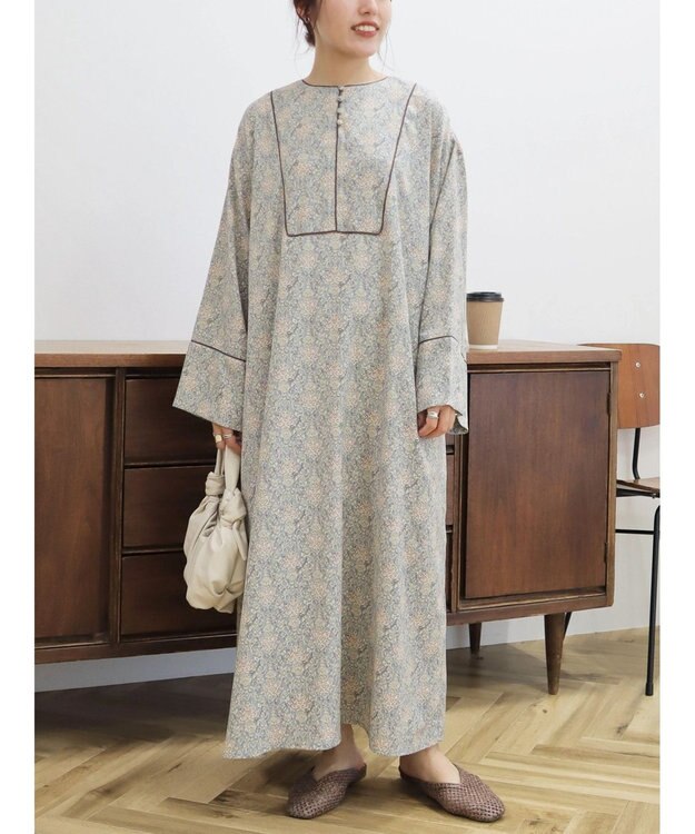 CRAFT STANDARD BOUTIQUE パイピングカフタンワンピース Gray