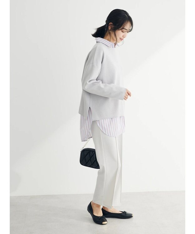 Green Parks らくスレストレートパンツ Ecru