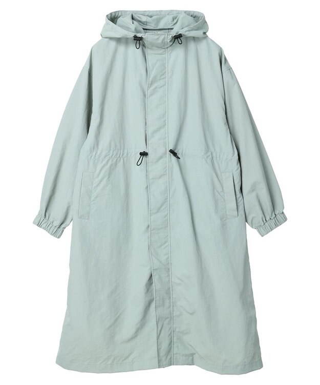 Green Parks フーデットロングコート Blue Green