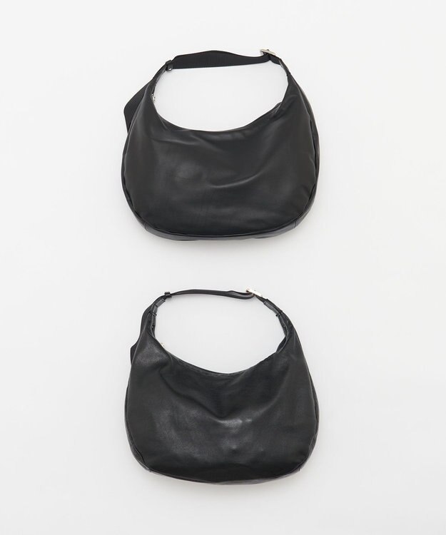 russet 《ショルダーバッグ人気NO.1モデル》ソフトレザーラウンドビッグショルダーバッグ(CE-1325-WEB) Black2（シルバー金具）