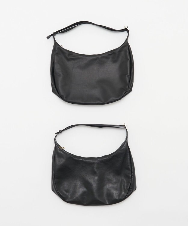 russet 《ショルダーバッグ人気NO.1モデル》ソフトレザーラウンドビッグショルダーバッグ(CE-1325-WEB) Black2（シルバー金具）