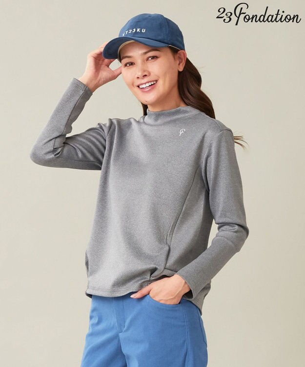 23区GOLF 【23Fondation/WOMEN】長袖 モックネックシャツ ライトグレー系