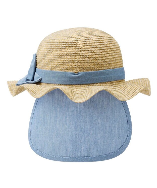 MIKI HOUSE HOT BISCUITS 【48-54cm】 麦わら風 リボン付きハット ベージュ