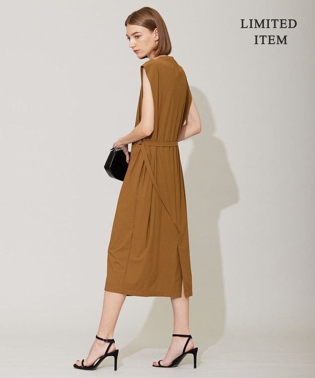 ICB 【接触冷感・UVカット・速乾・洗える】マットスキューバ ストレートワンピース キャメル系