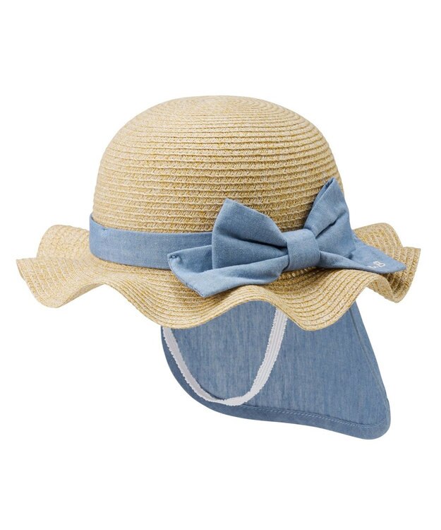 MIKI HOUSE HOT BISCUITS 【48-54cm】 麦わら風 リボン付きハット ベージュ