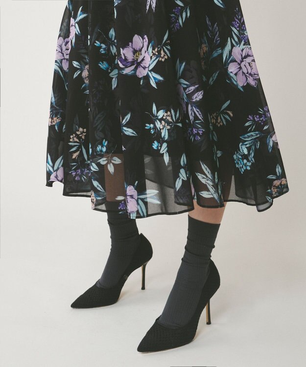 GRACE CONTINENTAL フラワーレイヤーワンピース ブラック