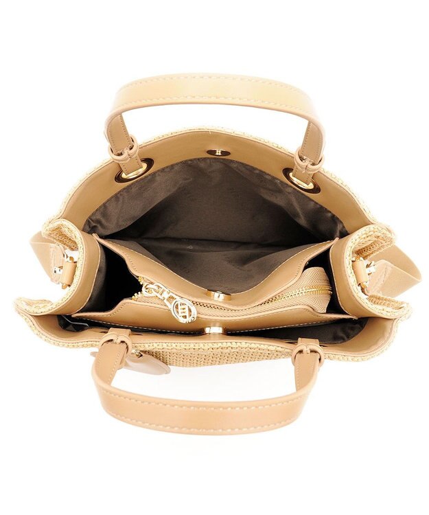 MioFIRANO カジュアルシックガーターステッチハンドバッグ 2WAY チャーム付き　FIRANO フィラノ BEIGE