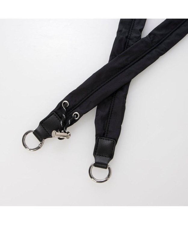 UNBILLION カシュカシュ cachecache / ミニポーチ付きギャザーショルダーナイロンバッグ ブラック