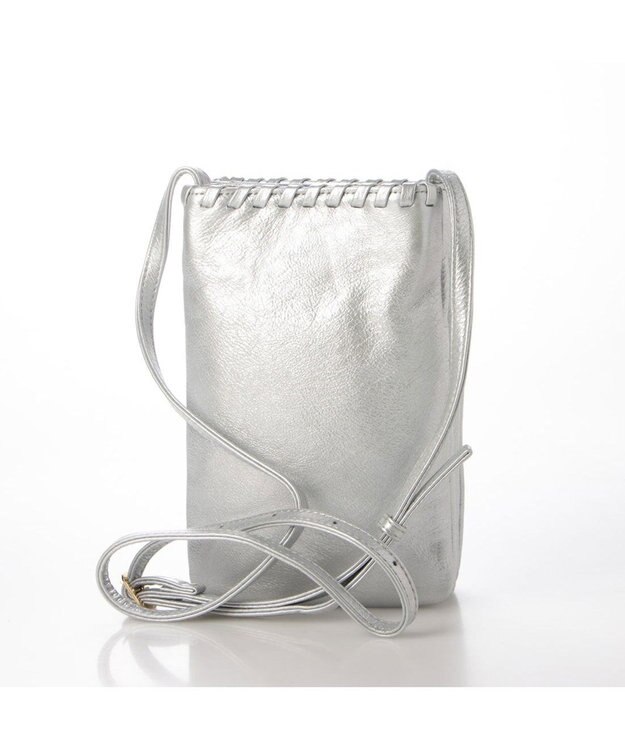 UNBILLION perche 牛革ソフト3層かがりショルダーバッグ シルバー