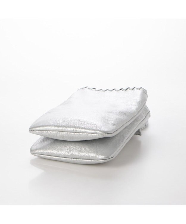 UNBILLION perche 牛革ソフト3層かがりショルダーバッグ シルバー