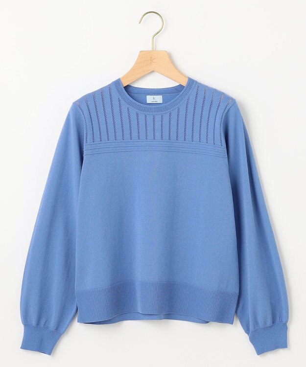 組曲 S 透かし柄 ニットプルオーバー ブルー系