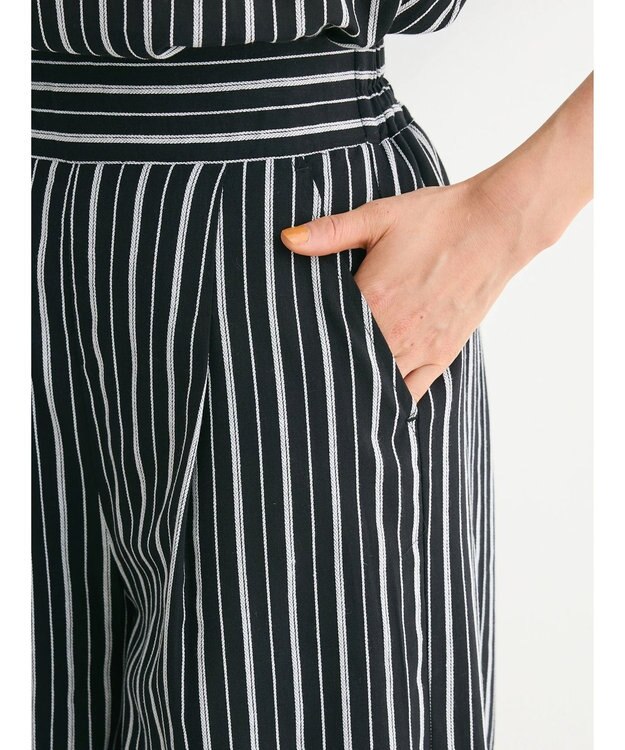 Green Parks ・ＥＬＥＮＣＡＲＥ　ＤＵＥ　ストライプワイドパンツ Black