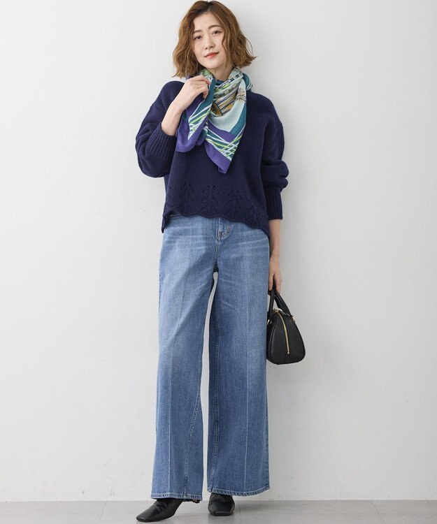 23区 【滝沢眞規子さん着用/RED CARD TOKYO×23区】 センタープレス デニム ワイド パンツ ライトブルー系