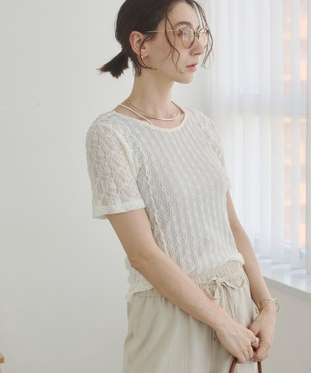 WEGO 【ANGIE VINTAGE】レースTシャツ ホワイト
