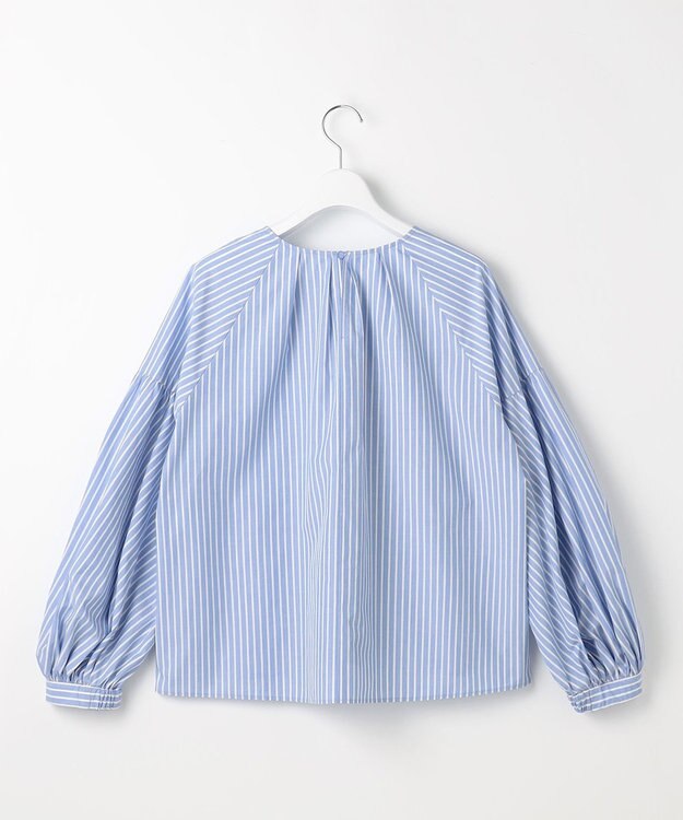 自由区 L ボリュームスリーブ ブラウス サックスストライプ