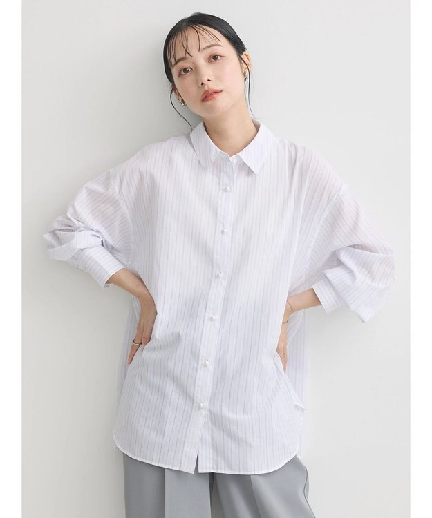 earth music&ecology パールボタンオーバーシャツ Ivory