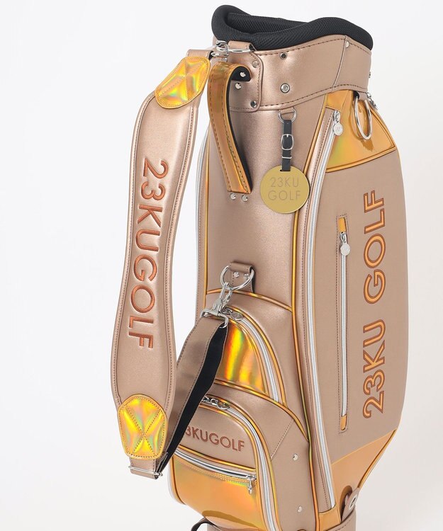 23区GOLF 主役級の華やかさ【UNISEX】ホログラム キャディバッグ 見た目・収納力・機能性抜群 ラウンドに最適！ ベージュ系