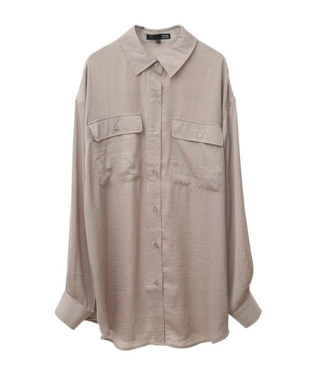 Green Parks ・ＳＵＧＡＲ　ＳＰＯＯＮ　サテンオーバーシャツチュニック Beige