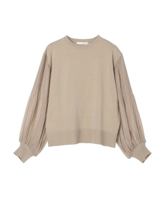 Green Parks プリーツ袖ニットプルオーバー Beige
