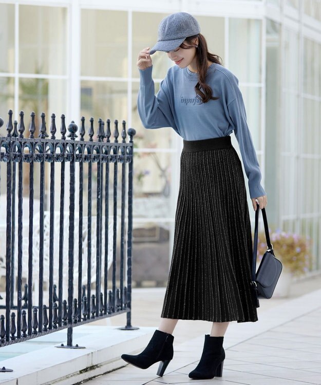 Tiaclasse ラメニットスカート ブラック