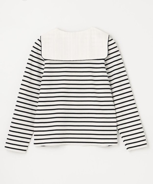 ANY KIDS セーラー襟付き 長袖 トップス オフ×ブラックボーダー