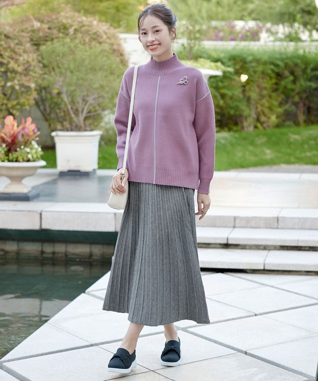 Tiaclasse ラメニットスカート グレー