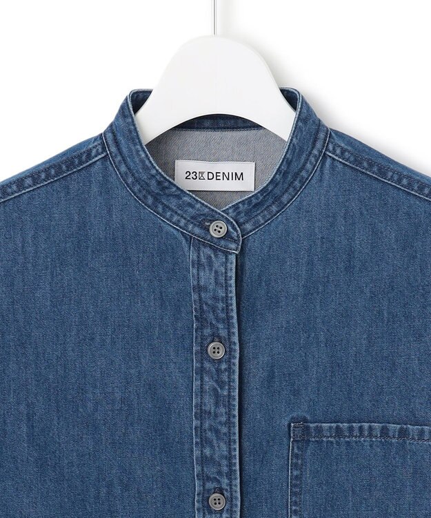 23区 【洗える】23区DENIM ライトダンガリー シャツ ワンピース インディゴ
