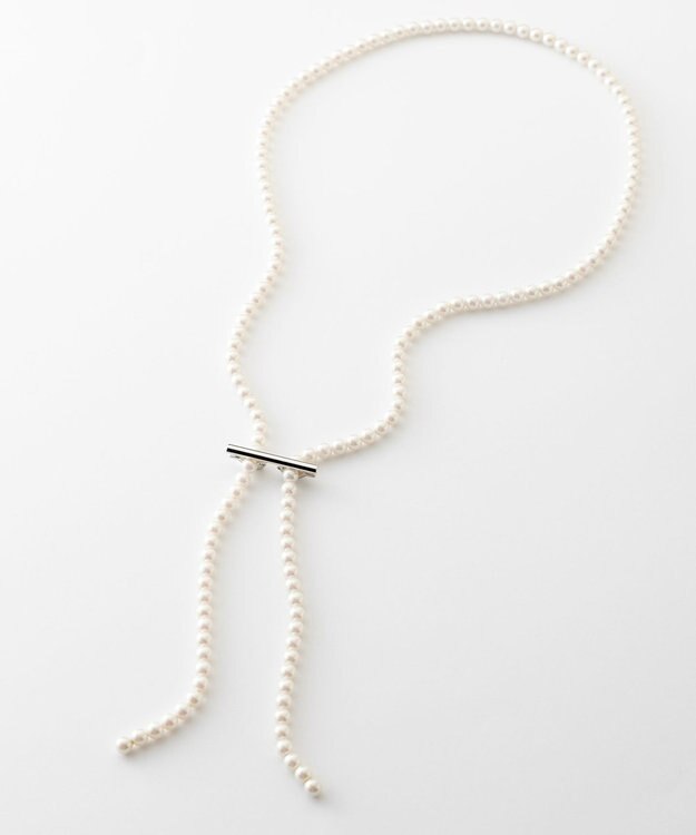 23区 クリップ パール ラリエット ネックレス シルバー系