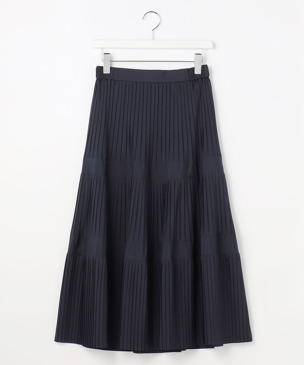 ANY SIS L プリーツ切替 スカート ネイビー