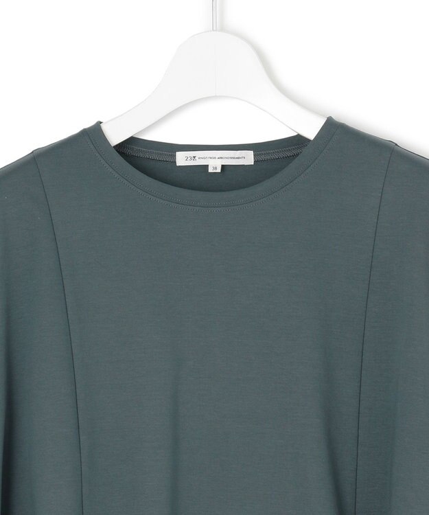 23区 L 【GLOW6月号掲載/汗じみ防止】スムースデザイン フレア  Tシャツ ダークグリーン系