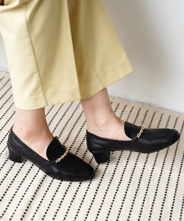 nouvelleRobe Oū 【本革・高反発】Spiral-bit loafers  ヒールローファー ブラック