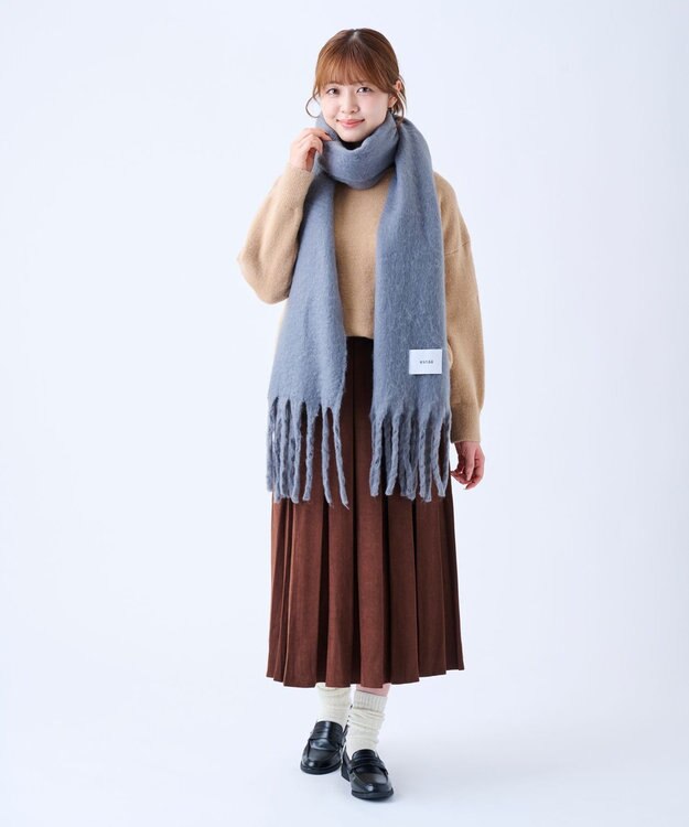 MOONBAT 【美人百花2月号/CanCam/andGIRL掲載】洗える ボリュームマフラー ソフトプレーン 幅40cm ダークグレー