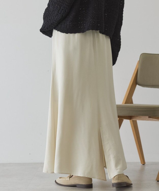AMERICAN HOLIC 【イージーケア】サテンマーメードスカート Ivory