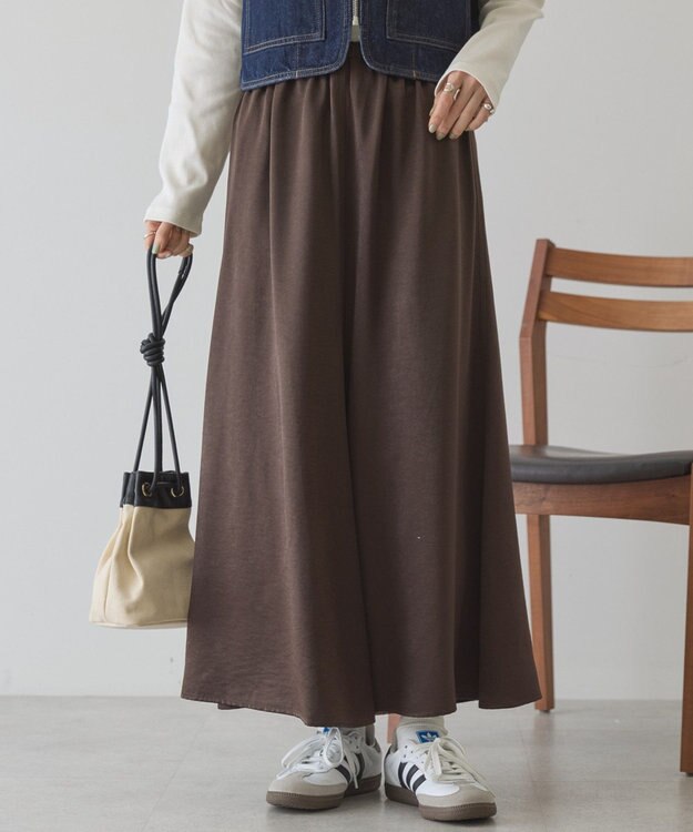 AMERICAN HOLIC 【イージーケア】サテンマーメードスカート Brown