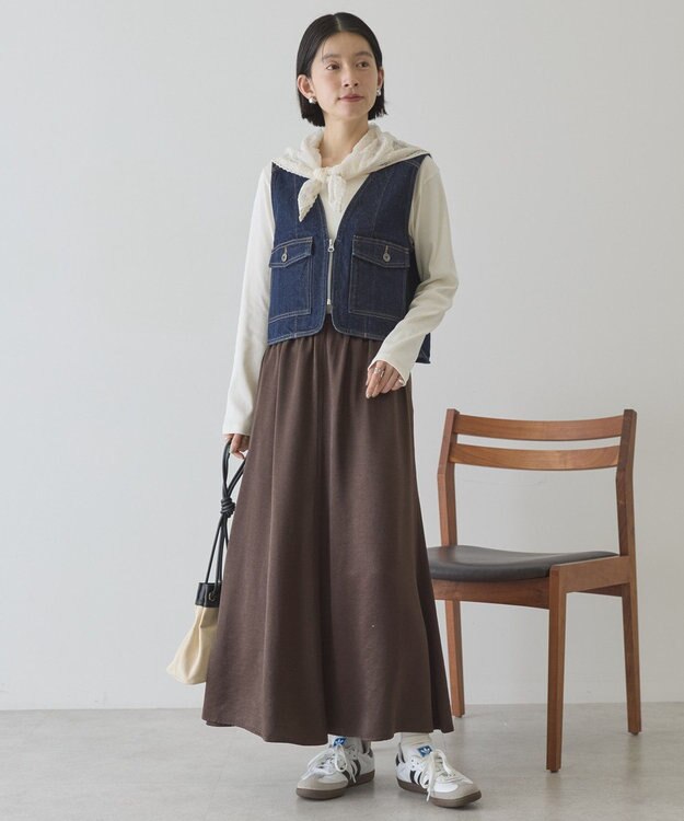 AMERICAN HOLIC 【イージーケア】サテンマーメードスカート Brown