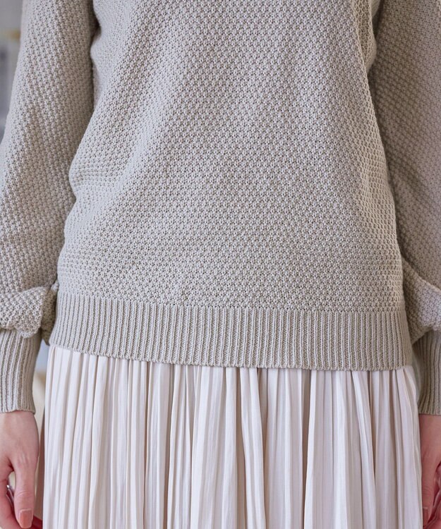 Tiaclasse 【洗える】衿パールニットトップス グレージュ