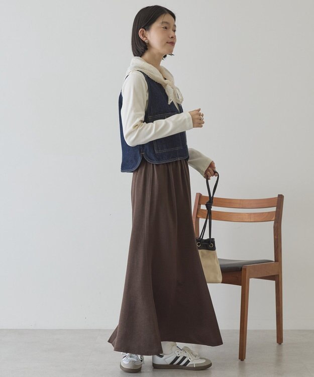 AMERICAN HOLIC 【イージーケア】サテンマーメードスカート Brown