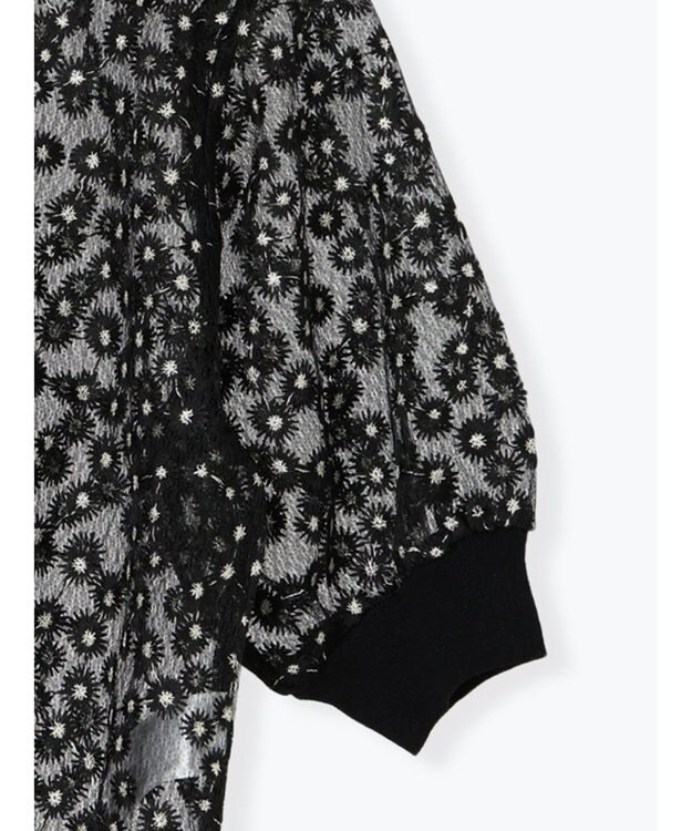 Te chichi エンブロイダリー半袖クルーカーディガン ブラック