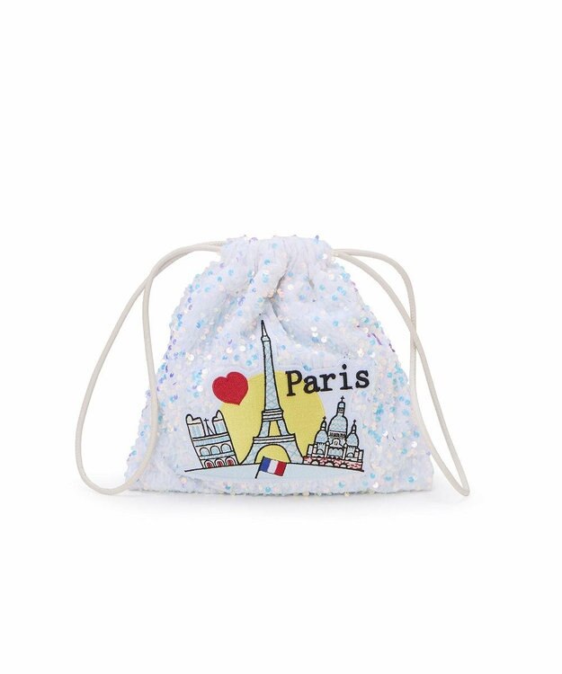 TOPKAPI 【TREASURE TOPKAPI】スパンコール エンブロイダリー刺繍 巾着 バッグ / ポーチ オフ