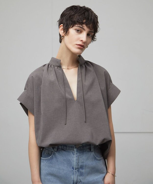 BEIGE， 【洗える/接触冷感/速乾/UVケア対応】BATEAU / ブラウス C.Gray