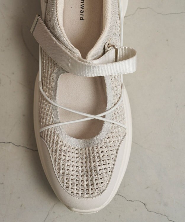 steppi ボリュームソール メリージェーン スニーカー グレージュラメ