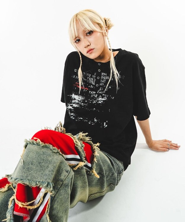 WEGO 【ユニセックス着用ITEM】アイレットスラブヘンリーネックT（SS） ブラック