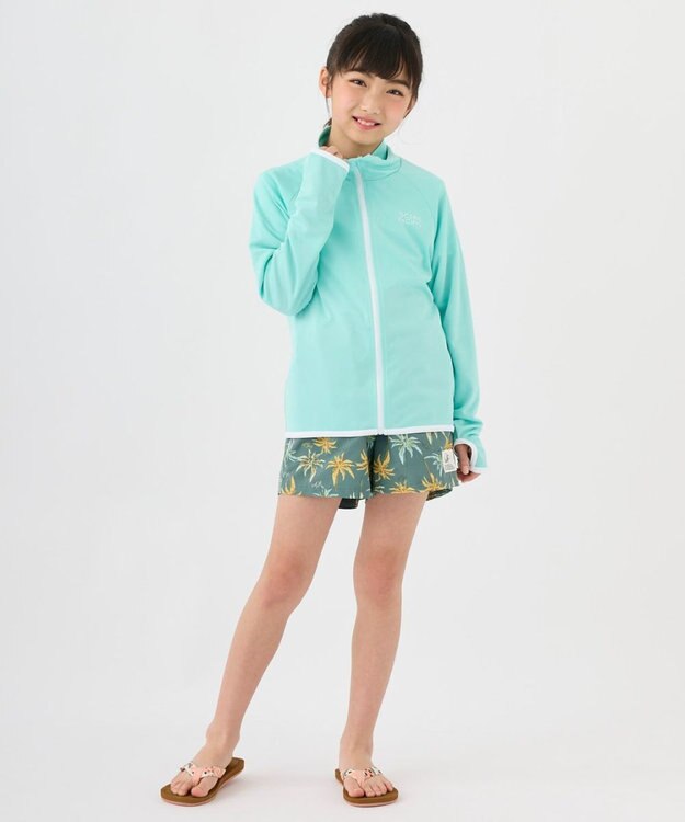 OP／FILA 【Ocean Pacific】フルジップ OPロゴラッシュガード シーブルー