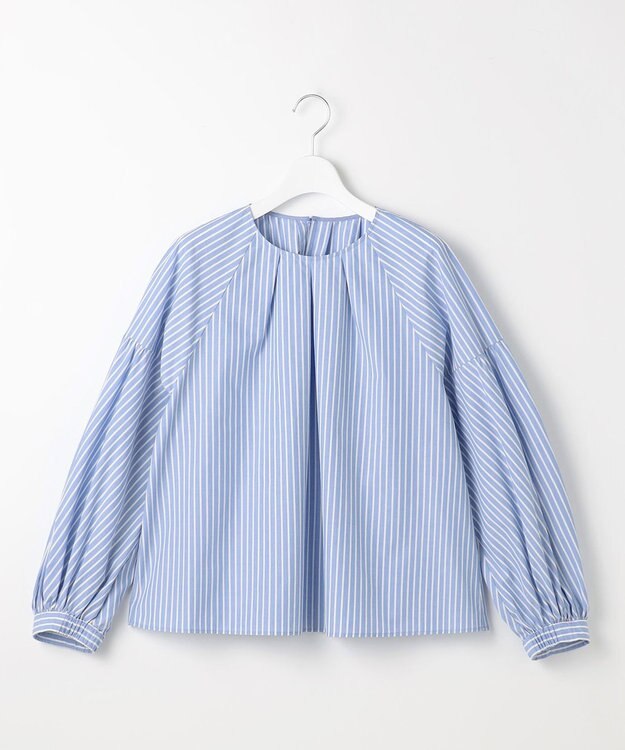 自由区 L ボリュームスリーブ ブラウス サックスストライプ