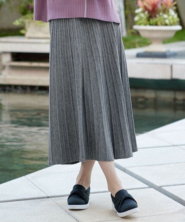 Tiaclasse ラメニットスカート グレー