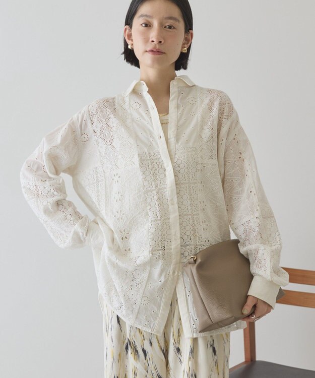 AMERICAN HOLIC レースパッチワークシャツ Off White