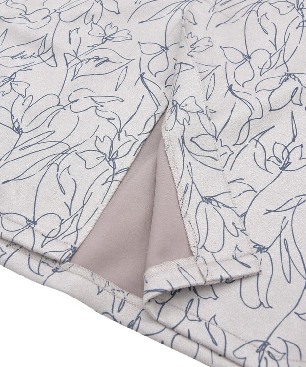 YECCA VECCA ラインフラワー柄フェイクスエードスカート Charcoal Gray