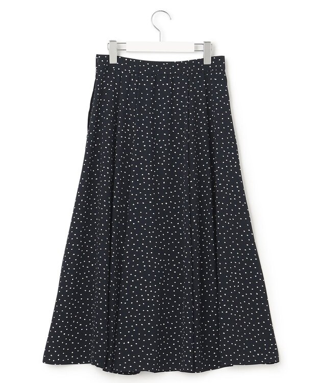 23区 【セットアップ対応/洗える】バックサテンアムンゼン ドットプリント スカート ネイビー×ホワイトドット