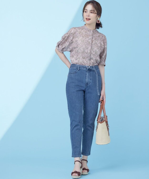 組曲 【WEB限定】フラワーボーダージャカードプリント ブラウス アプリコットベージュ系5